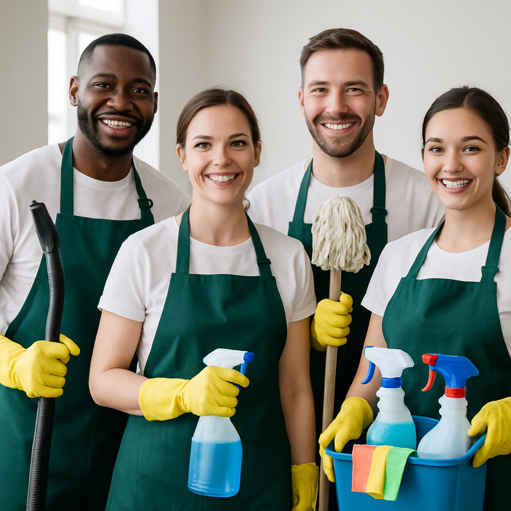 Équipe de nettoyage en action